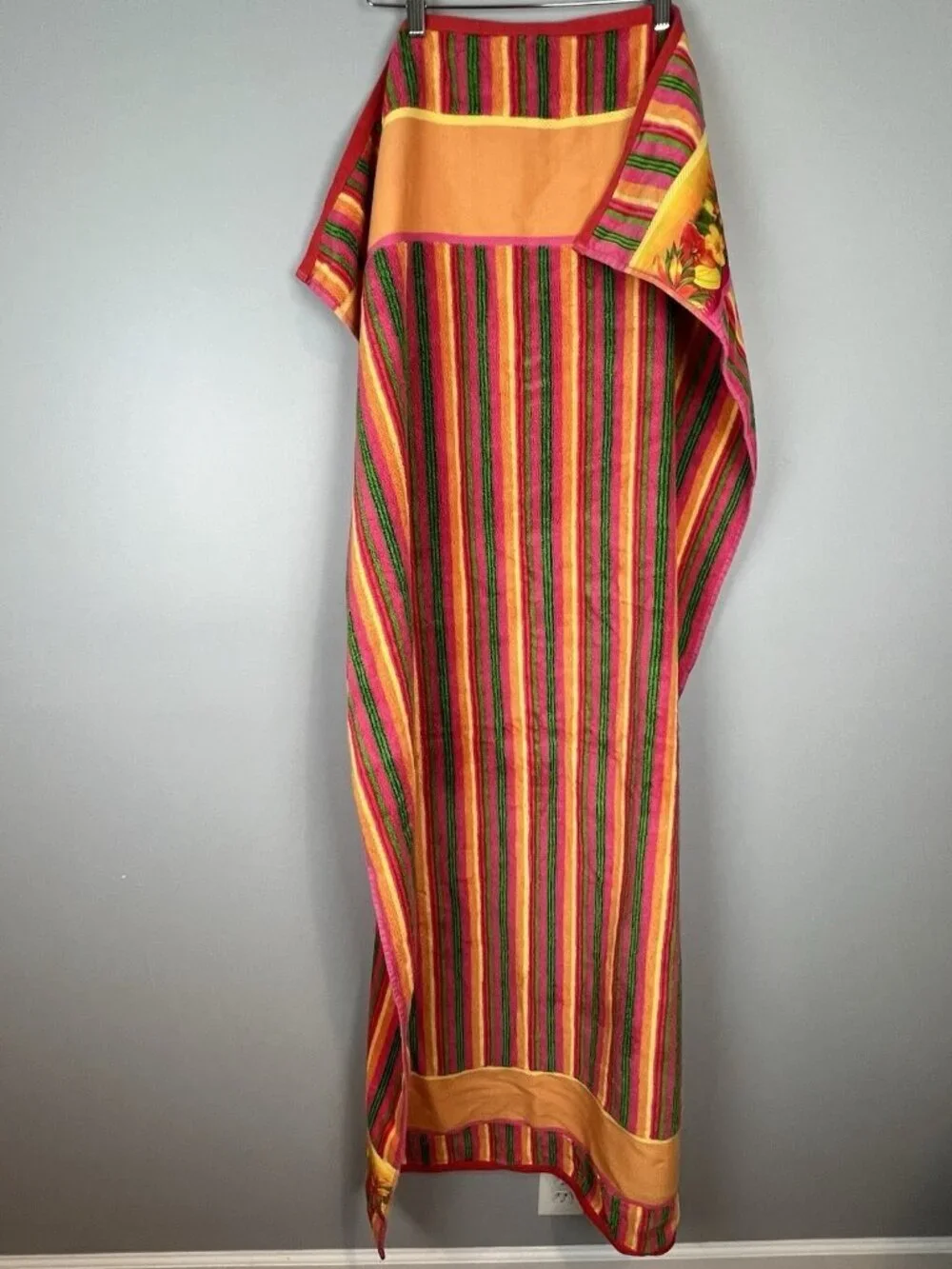 Vintage Terrisol Colorful Floral 60” By 31” Beach Towel 100%‎ Cotton Tahiti